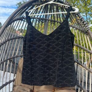 Alex Evenings Beautiful 90’s Y2K Black Sparkly Rhinestone Cami Tank Top size L